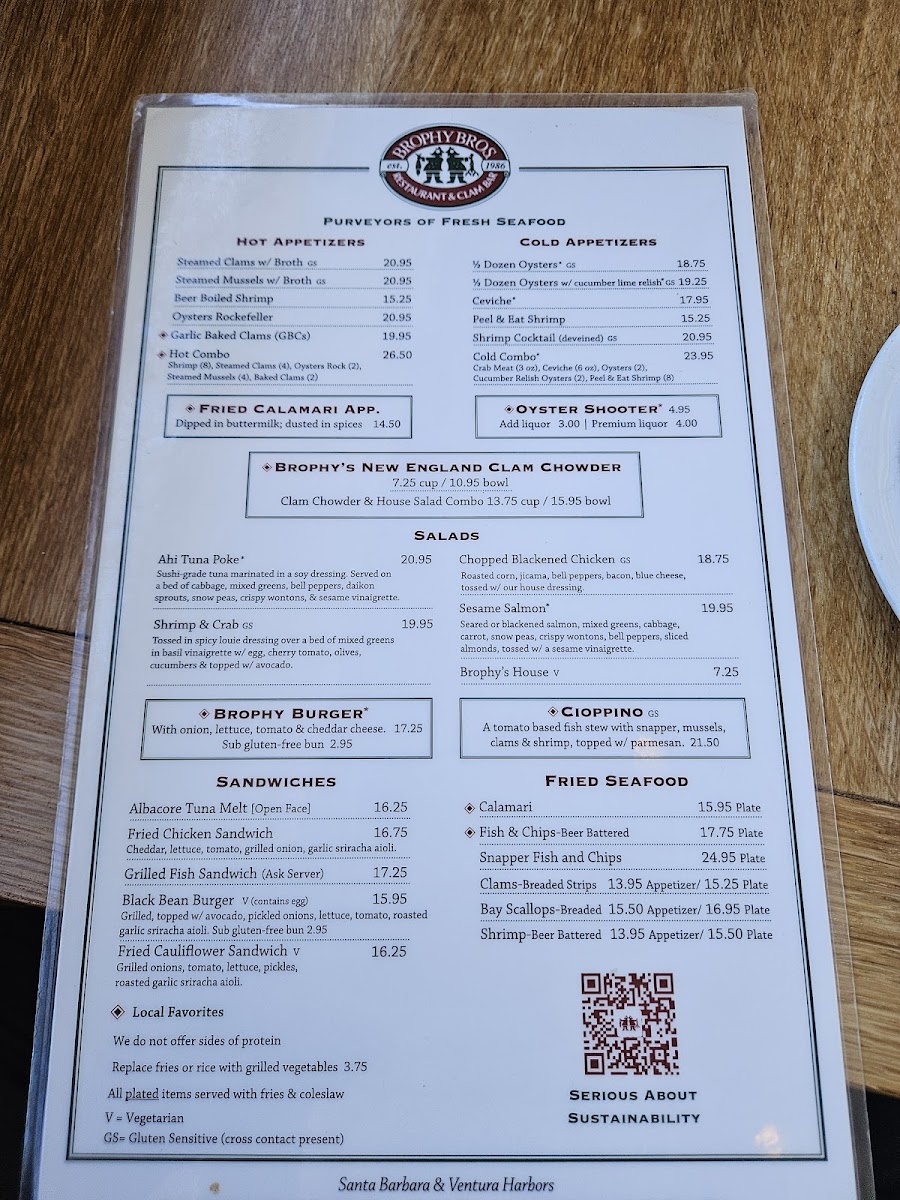 Brophy Bros. Menu - Image 1